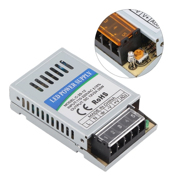 25W 12V LED Switching Power Supply AC 110V 220V Dual Input to DC 12 Volt Ultra Thin Aluminum Driver Adapter Transformer