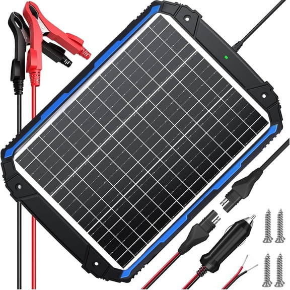 25W 12V Solar Battery Trickle Charger & Maintainer PRO, Built-in Intelligent MPPT Controller, Waterproof 12 Volt 25 Watt Panel Charging Kits for Car Marine RV Trailer Boat Automotive