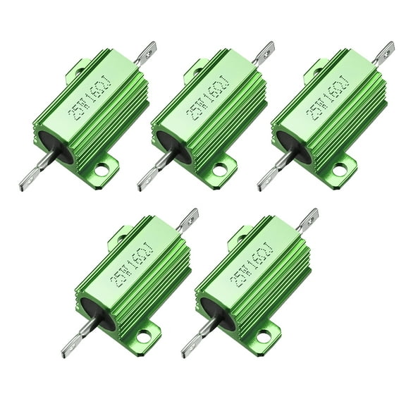 25W 16 Ohm Aluminium Housing Chassis Mount Wirewound Power Resistors Green 5pcs
