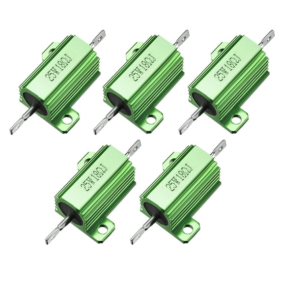 25W 18 Ohm Aluminium Housing Chassis Mount Wirewound Power Resistors Green 5pcs