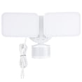 thumbnail image 1 of 25W 3CCT Dual Head Plug-in LED Security Light, Motion Sensor & Dusk to Dawn Floodlight, 3 Lighting Modes, 3000K/4000K/5000K Selectable, ETL&FCC Listed, White, 1 of 9