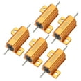 thumbnail image 1 of 25W 6 Ohm 5% Aluminum Housing Resistor Chassis Mounted Aluminum Case Wirewound Resistor Load Resistors Gold Tone 5 Pcs, 1 of 5