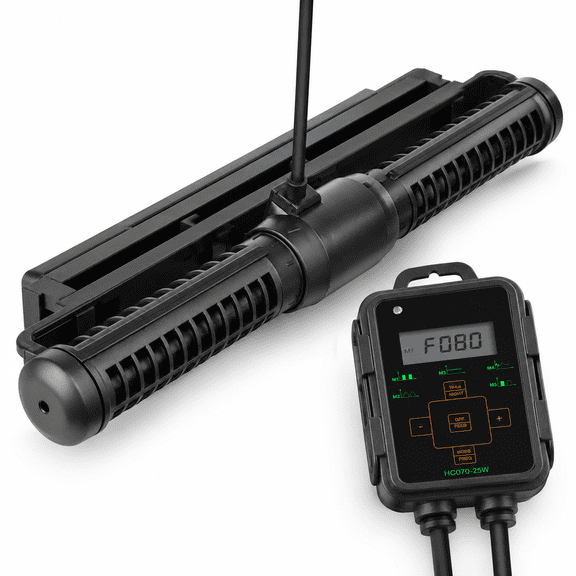 25W Adjustable Cross Flow Aquarium Wave Maker Pump with LED Display Controller for 265 Gallon Tanks