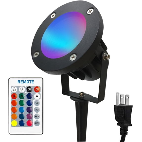 25W Color Outdoor Landscape Spotlight with Strobe Lighting - Spot Lights for Yard Tree House Halloween Christmas, Dual Mode, 120V 25W