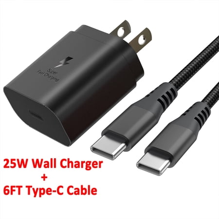 25W Fast Charger Type-C Cable Adapter Android Portable Android Charger for Samsung iPad Pro 11 Black