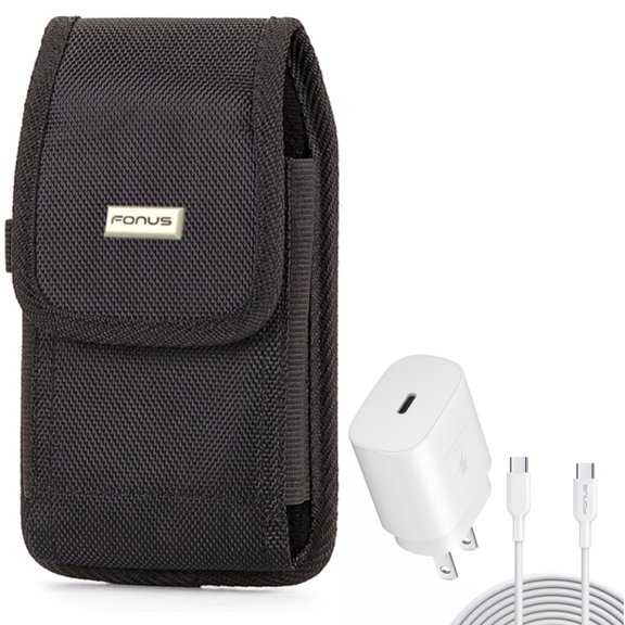 25W Fast Home Charger w Case Belt Clip for Samsung Galaxy S22 Ultra,S21,S21 Ultra,S21 S20 Ultra,S20 Plus,Ultra Fan Edition,Fan FE 5G - PD Type-C 10ft USB-C Cable , Rugged Holster Canvas