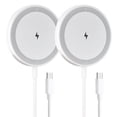 thumbnail image 1 of Wireless Charger, 15W Charging Pad for iPhone, Magnetic Portable Charger for iPhone 17 16 15 14 13 12 Series, Fast Charging Phone Charger for AirPods 4 3 2 Pro, White(2 Pack), 1 of 10