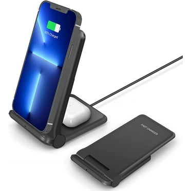 25W Foldable 2 in 1 Wireless Charging Station for Apple iPhone 14/13/12/11/Plus/Pro/SE/x/8/Airpods, Fast Dual Wireless Induction Charge Stand for Samsung Phone/Galaxy Buds