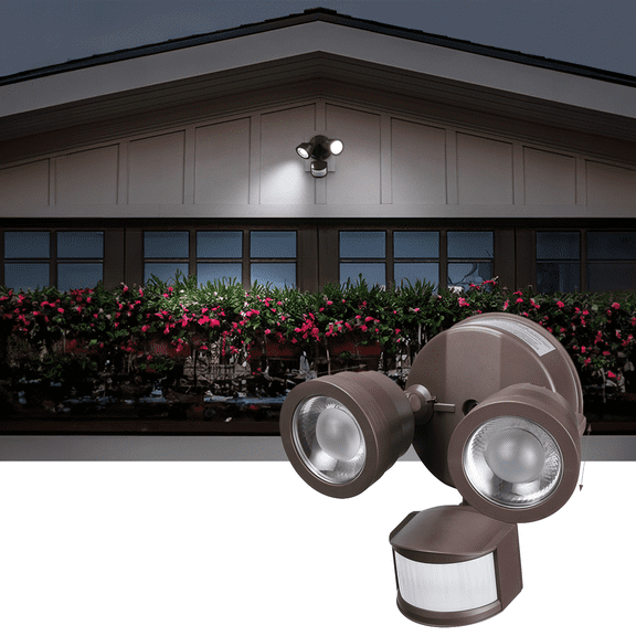 25W LED Flood Security Light with Motion Sensor, Dusk to Dawn, 30°-80° Beam Angle Adjustable, 5000K Daylight, ETL Listed, Bronze