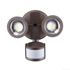 25W LED Security Lights, Dual-Head Motion Sensor Outdoor 30&deg;-80&deg; Beam Angle Adjustable LED Flood Lights, 5000K Daylight, Bronze