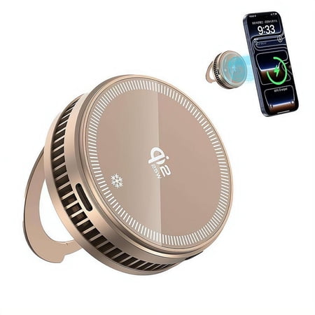 25W Magnetic Wireless Charger with Cooling Fan, 360° Rotatable Stand, Fast Phone Cooler for Gaming Streaming, Father's Day Gift