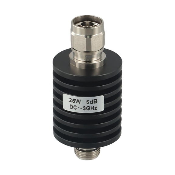For 25W N-Type Fixed Attenuator 50 Ohm for DC-3GHz 5dB RF Coaxial Connector Male to Female,for Test Measurement and for Industrial Signal Conditioning Applications