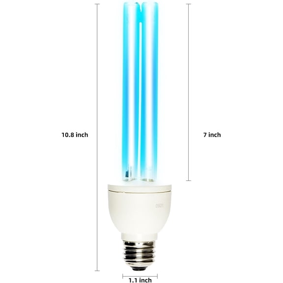 25W Ozone Free UV C Light Bulb, 254 nm wavelength UV Lamp for Basement/Storehouse/Car/Kitchen/Bedroom, E26 110V UVC Light Bulb