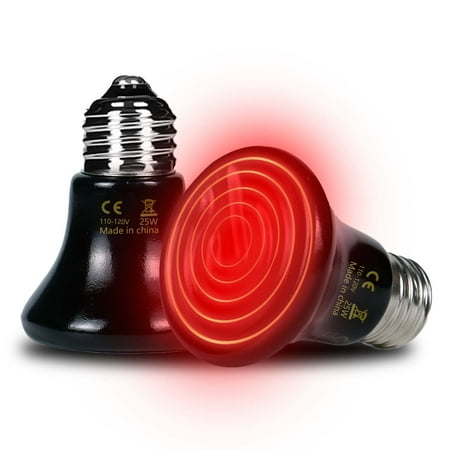 25W Reptile Heat Lamp(2-Pack) Ceramic Heat Emitter- Non-Light Emitting, 24/7 Safe Heating for Terrariums, Brooders & Incubators-Turtle Lizard Bearded Dragon Snake Small Pets E26