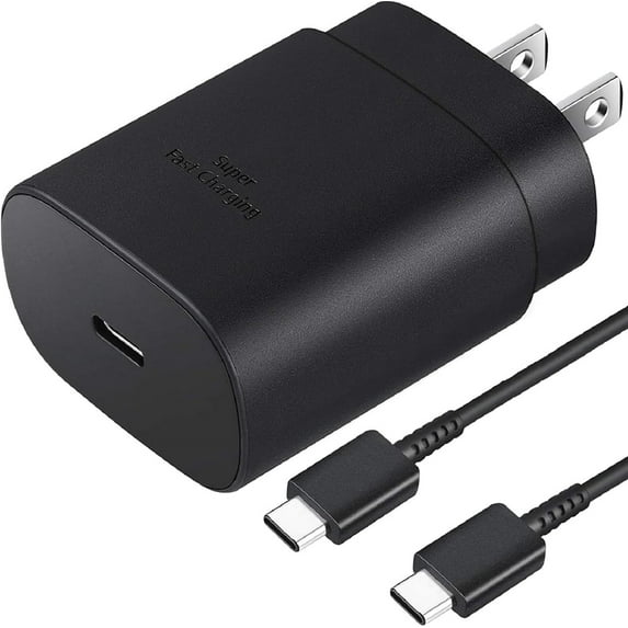 25W Samsung Charger Super Fast Charging Type C Charger USB C Fast Charger Compatible with iPhone 16e - 4FT Long Android Type C Charger Cable Included - Black