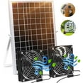 thumbnail image 1 of 25W Solar Panel Dual Fan Kit, Waterproof Solar Exhaust Intake Fan Kit, 5 inch Brushless Fan with 11.5Ft on/off Switch Cable, Cooling Ventilation for Campervan, Greenhouse, Chicken Coop, Shed, 1 of 7
