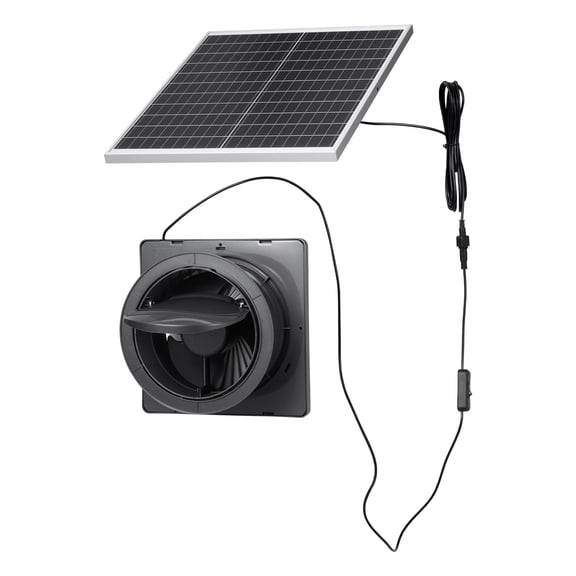 25W Solar Panel Powered Exhaust Fan 220 CFM Airflow Adjustable Mount Angle, Fast Air Exchange Ventilator for Greenhouse Chicken Coop Grow Tent