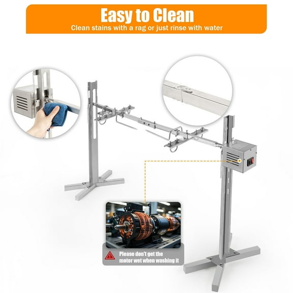 25W Stainless Steel BBQ Spit Roaster Camping Rotisserie Lamb Grill Rotisserie Grill Outside