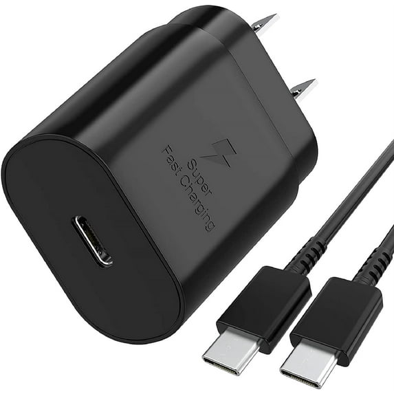25W Super Fast Phone Charger for Sonim XP10 Type C Wall Charger with 3ft USBC to USBC Fast Charging Cable - Black