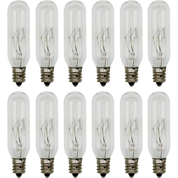 25W T6 Incandescent Tubular Bulbs, 120V, E12 Candelabra Base, Clear Glass, Warm White for Chandeliers, Signs & Display Cases