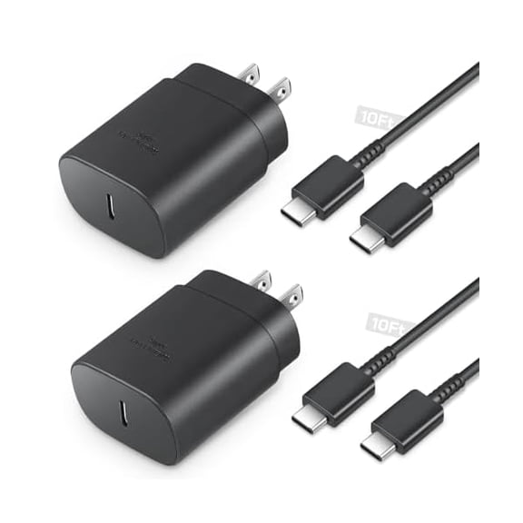 25W Type C Charger Fast Charging 10ft, S25 S23 S22 S24 Ultra Samsung Charger Fast Charging Cord 10 Foot Android Phone Chargers Block for Galaxy S25 Ultra/S25/S25+/S24 Ultra/S24/S24+/S23/S22 Ultra