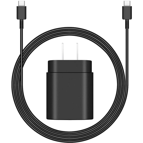 25W Type C Charger Super Fast Charging Compatible with Samsung Galaxy S21 FE 5G, Fast Wall Charger Adapter Block with 6FT USB C Type C Cable Kit - Black