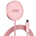 thumbnail image 1 of 25W Wireless Magnetic Charger, MagSafe Compatible Charging Pad for iPhone 17 16 15 14 13 12 Pro Max, Portable Fast Phone Charger for Travel Bedside, Pink, 1 of 8