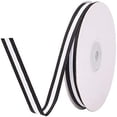 thumbnail image 1 of 25Yards 3/8" Grosgrain Ribbon Double Face Black and White Striped Cotton Ribbon Gift Wrap Ribbon, 1 of 7