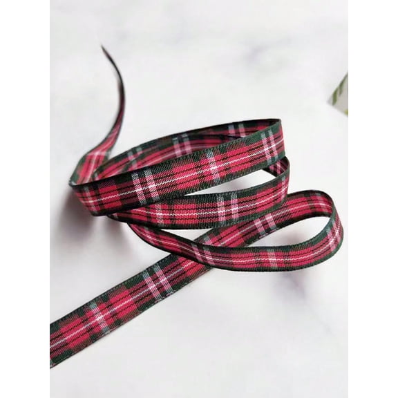 25Yards Grid Pattern Ribbon With Silk Band For Hair Decoration, Diy Gift Box Packaging Ribbon, Handmade Woven Belt Valentine Day