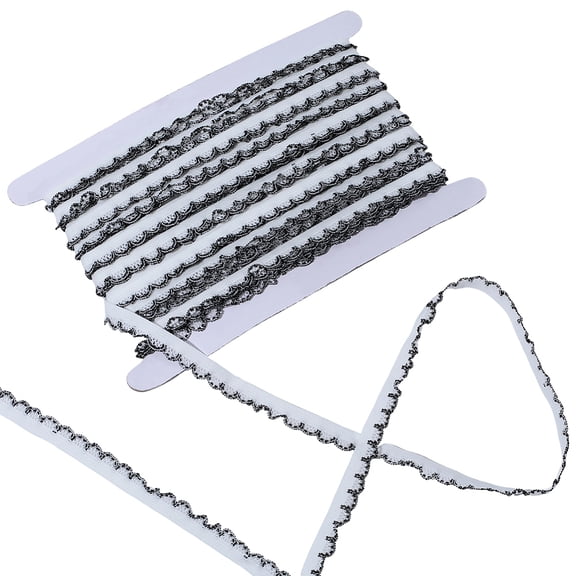 25Yards Nylon Ribbon Elastic Lace Trim Clothes Accessories with Cardboard Display Card White 1/2 inch(12mm)