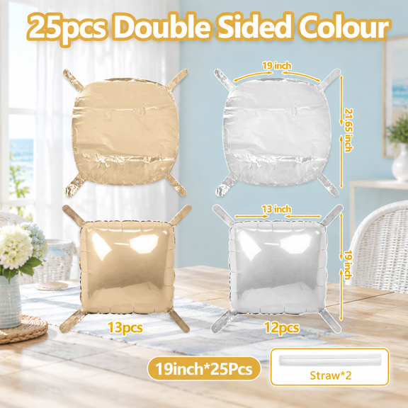 25beige And White Square Foil Balloons Walldrop