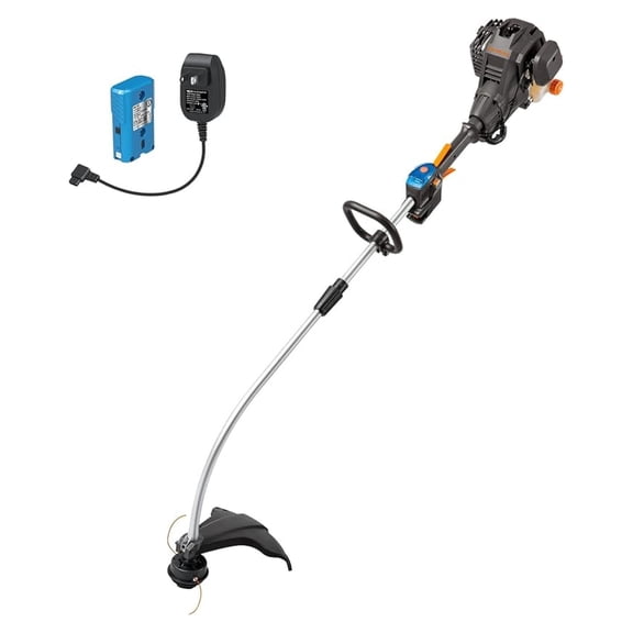 25cc 2-Cycle Gas String Trimmer with No-Pull Electric Start 17-Inch Cutting Swath Multi-Attachment System 420mL Fuel Lightweight Curved Shaft Design