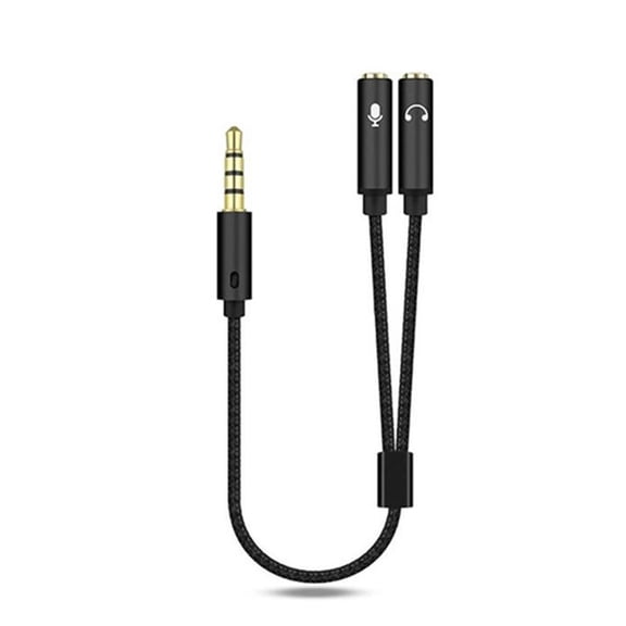25cm 3.5mm Audio Y-Splitter Cable, 1 Female to 2 Male, Headphone/Mic Separation for Laptop/Phone