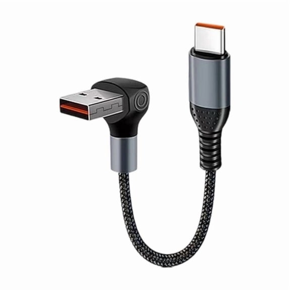 25cm 66W 90 Degree Elbow Short Cable USB/USB C to Type C Fast Charging Data Cord for Power Bank Camera Mobile Phone