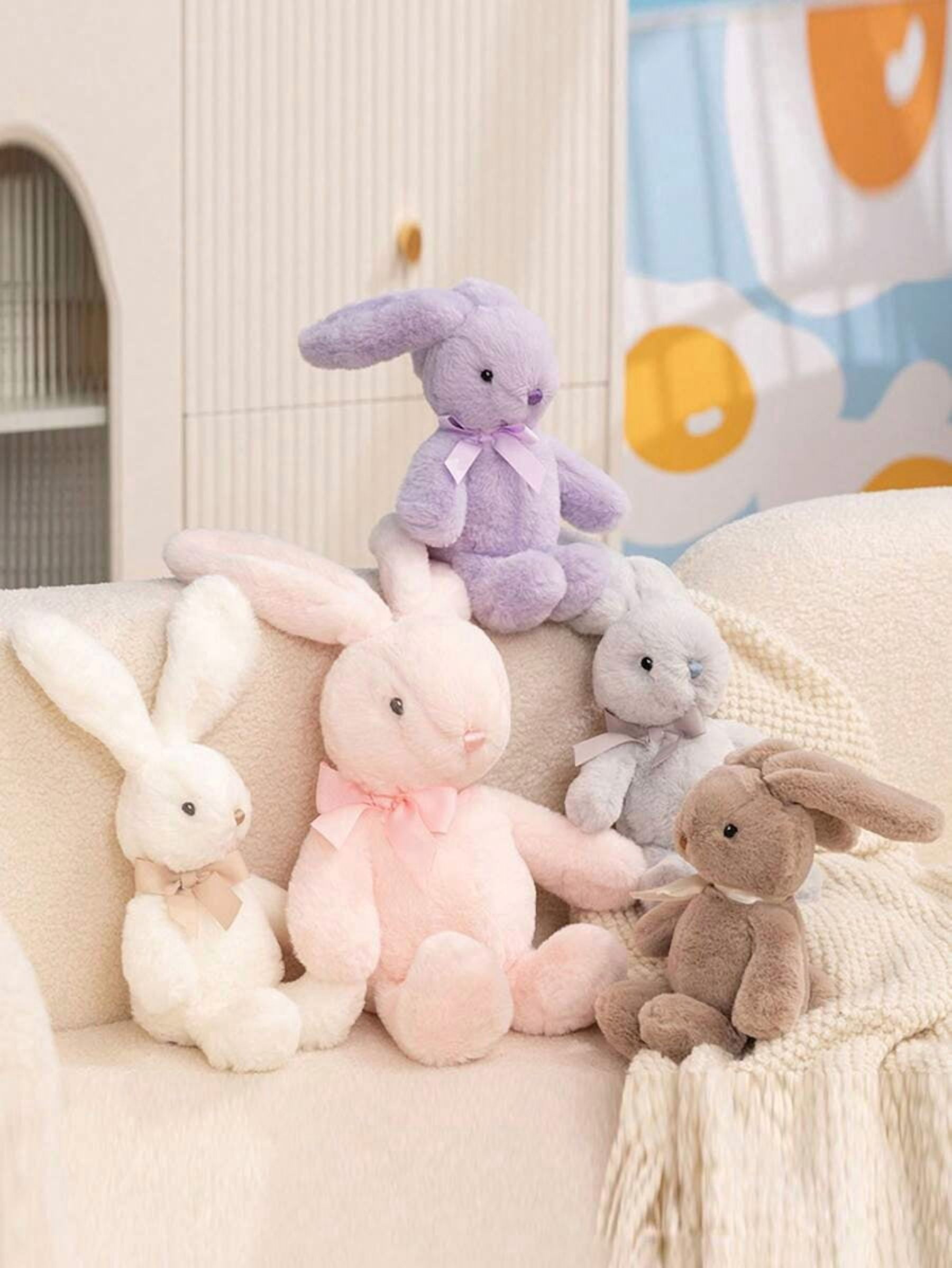 25cm/9.84in Kawaii Rabbit Plush Toys Cute Bow Lop Rabbit Plush Toy Soft Stuffed Long Ears Bunny Doll Funny Baby Companion Room Decorate Creative Gifts For Kids Birthday Party Home Girls Room Decor