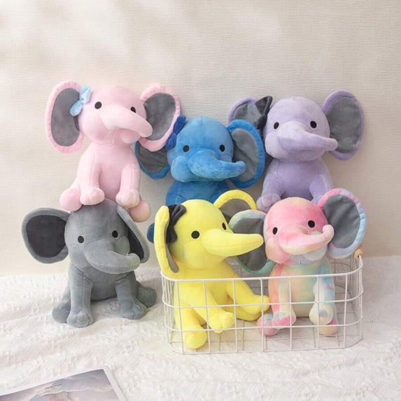 25cm/9.84in Soft Elephant Plush Stuffed Animal - Cute Fluffy Colorful ...