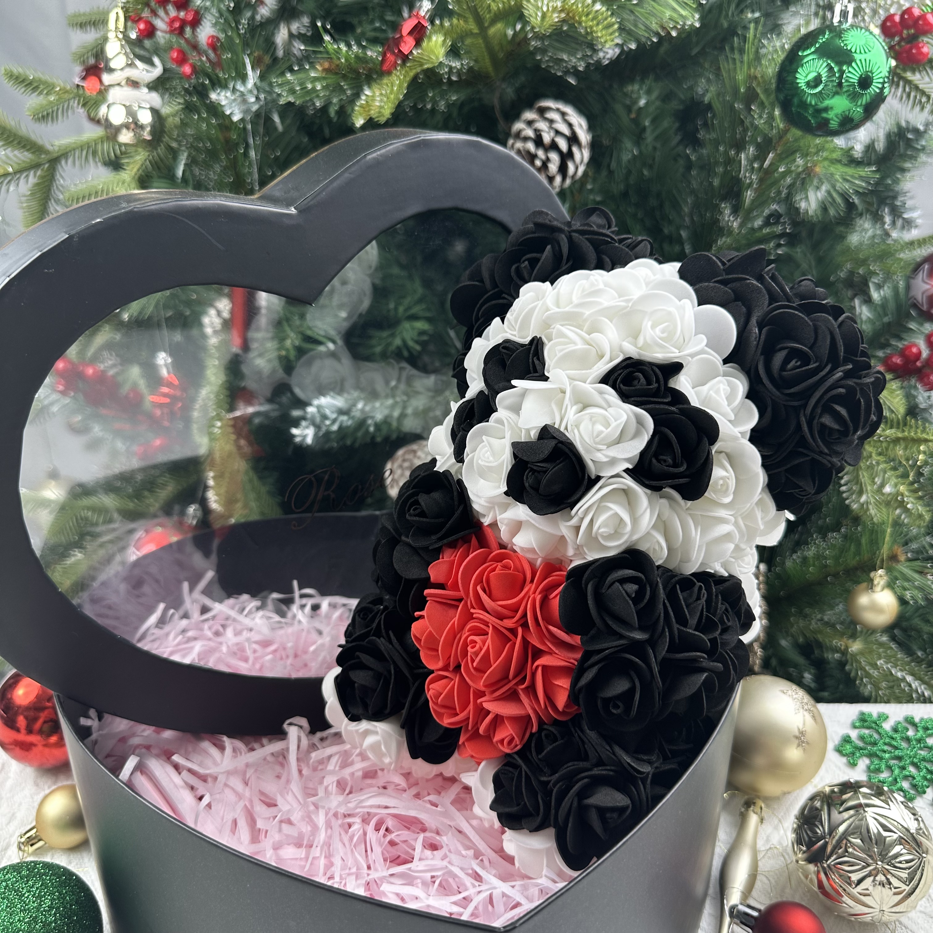 25cm Artificial Teddy Rose Flower Bear with Box Romantic Valentines Day ...