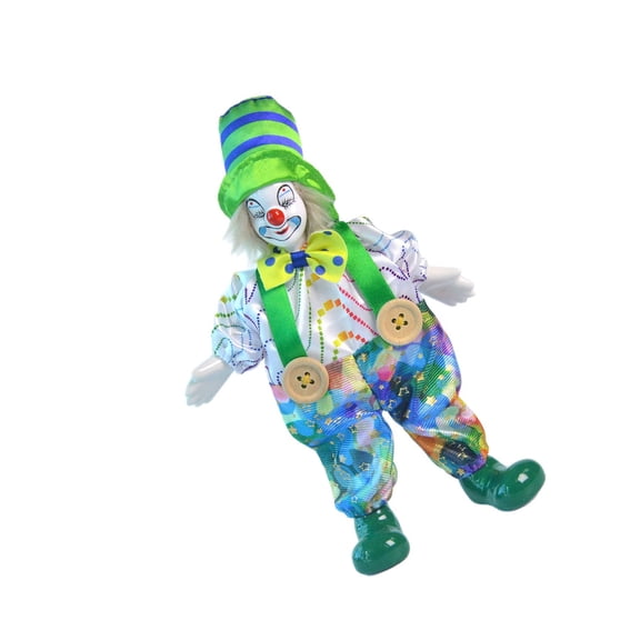 25cm Ceramic Clown Doll With Flexible Wire Frame Poseable Body Figurine For Carnivals Christmas Home Decors Collection