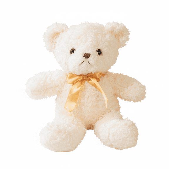 25cm Classic Teddy Bear Plush Toy with Satin Ribbon, Soft Stuffed Animal in 3 Colors for Kids and Gifting