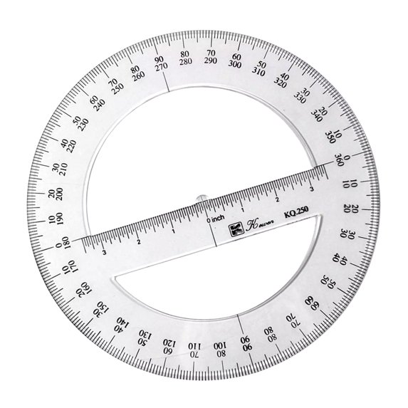 25cm Round Protractor Ruler 360 Degree Circles Protractor Full Center Angles Plastic Math Measuring Tool School Supplies