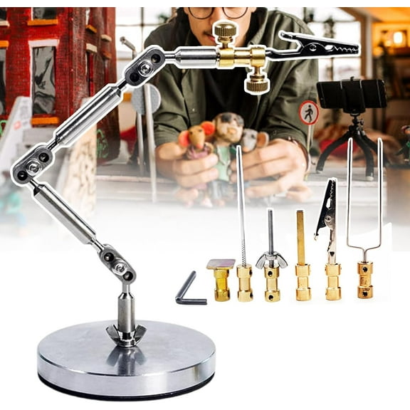 25cm Stainless Steel Stop Motion Animation Rig Arm Kit-max Payload 100-180g,Studio Stop Motion Rig Arm with 6 different of connectors,Claymation Rigging set for Smooth Character Movement
