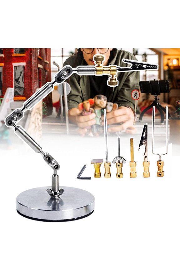 25cm Stainless Steel Stop Motion Animation Rig Arm Kit-max Payload 100-180g,Studio Stop Motion Rig Arm with 6 different of connectors,Claymation Rigging set for Smooth Character Movement