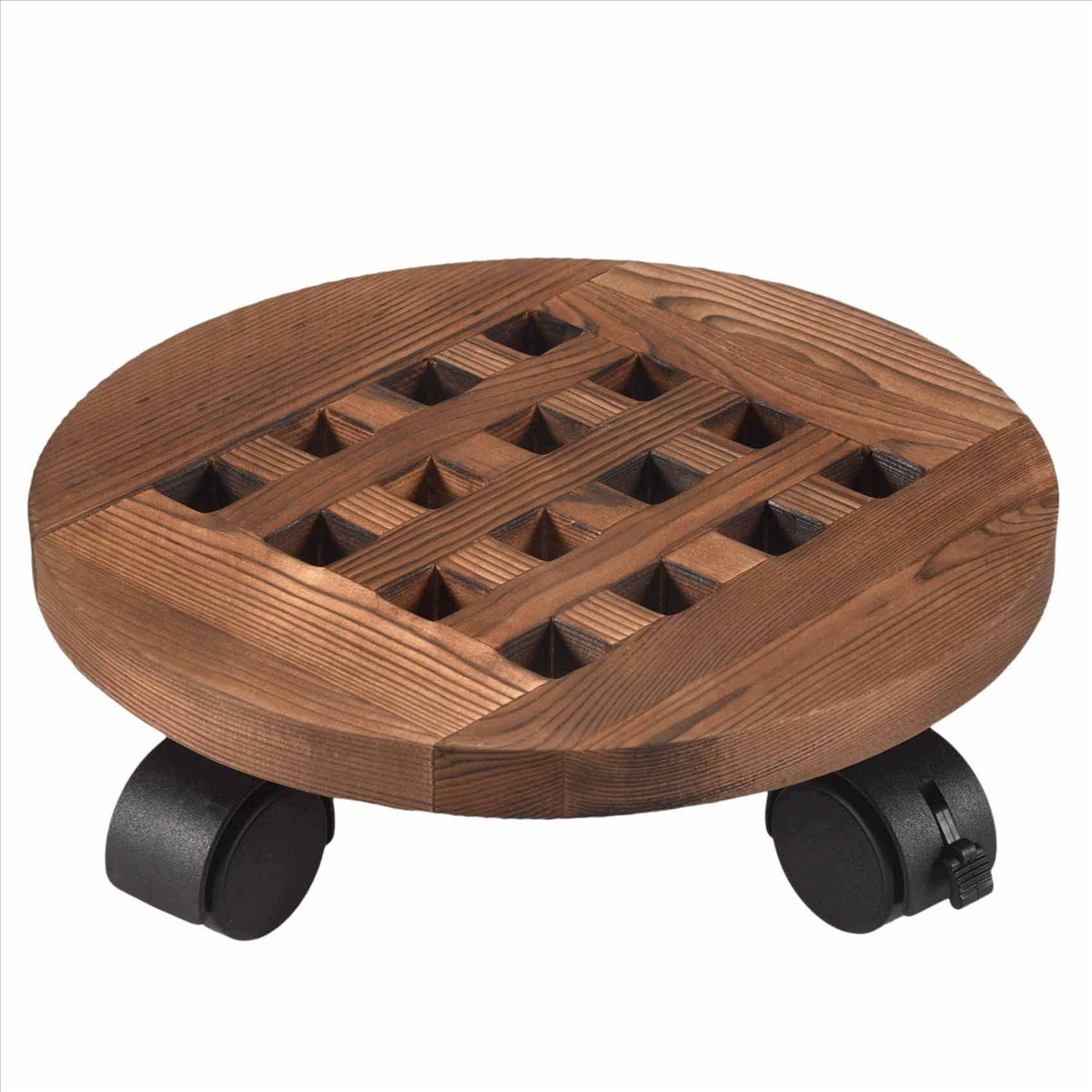 25cm Wood Flower Pot Removable Tray Plant Holder Stand Base with Wheels ...