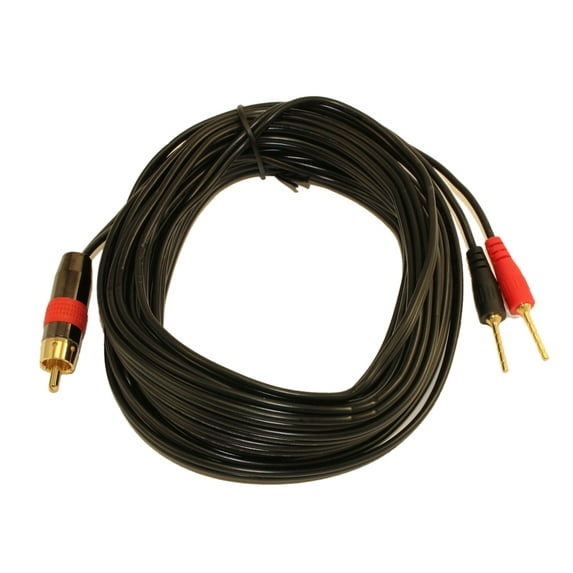 25ft 1 Wire SubWoofer 18AWG (1 RCA to 2 Pos/Neg Speaker Connects) Cable