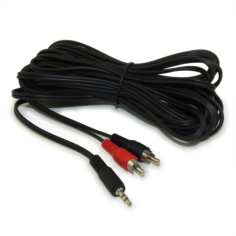 25ft 3.5mm Mini-Stereo TRS Male to Two RCA Male Audio Cable - Walmart.com