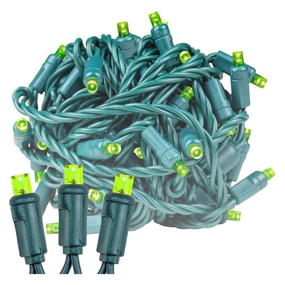 25ft 50 LED Lime Green Christmas Lights Outdoor/Indoor, 6" Spacing, Green Wire String Lights for Festive Xmas Lighting, IP55, UL Listed, Dimmable, Connectable
