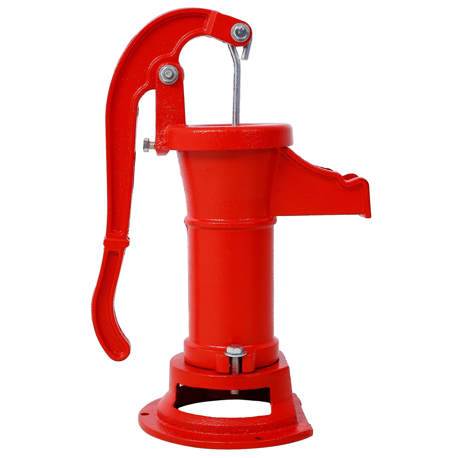 25ft Antique Hand Water Pump - Red Cast Iron, Outdoor Decorative Pitcher Pump