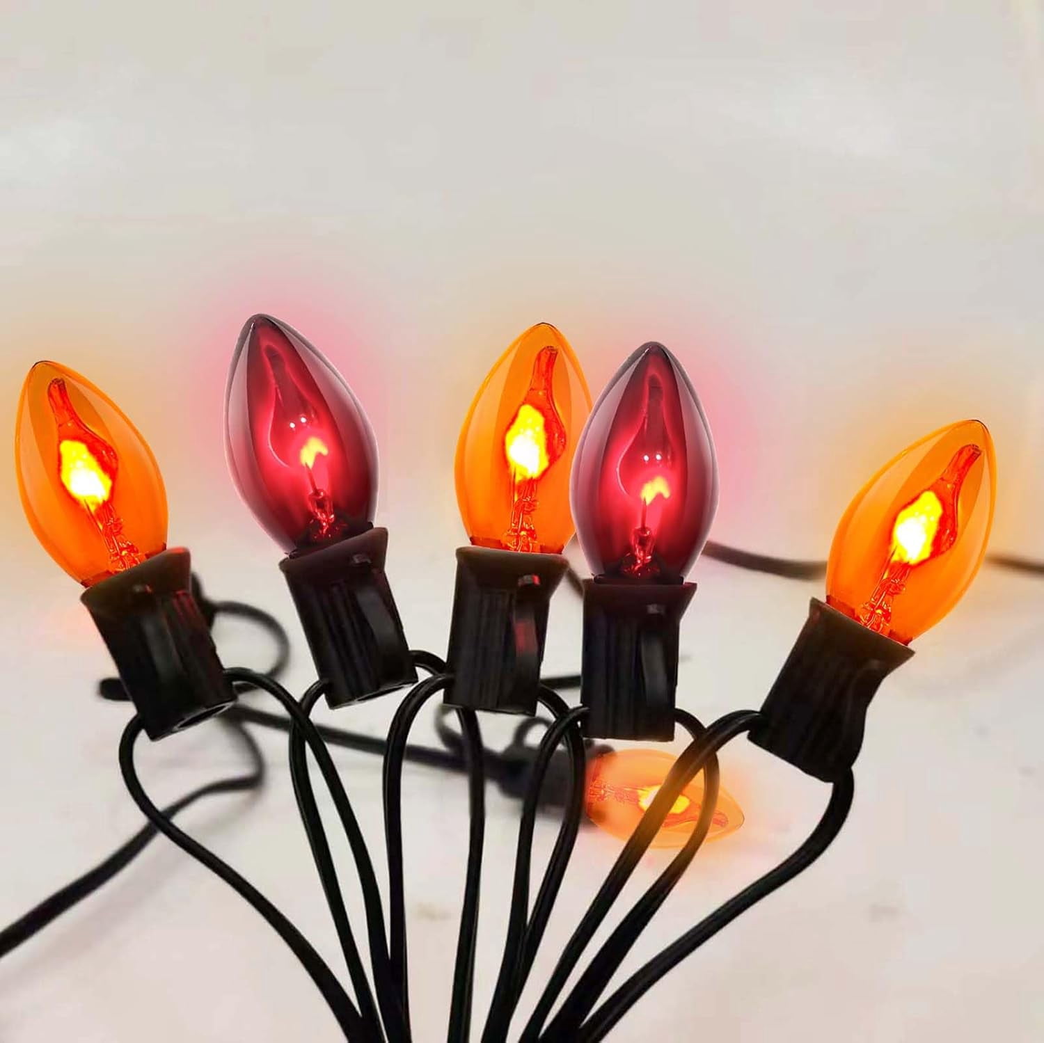 25ft C7 Transparent Black Purple Flame String Outdoor&Indoor Light for ...