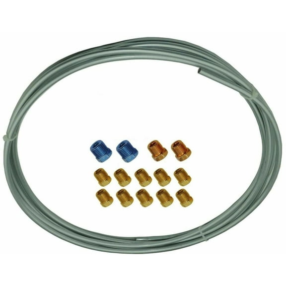 25ft Coil 1/4" OE Zinc Brake Line Tubing and SAE Tube Nut Fitting Kit USA Made