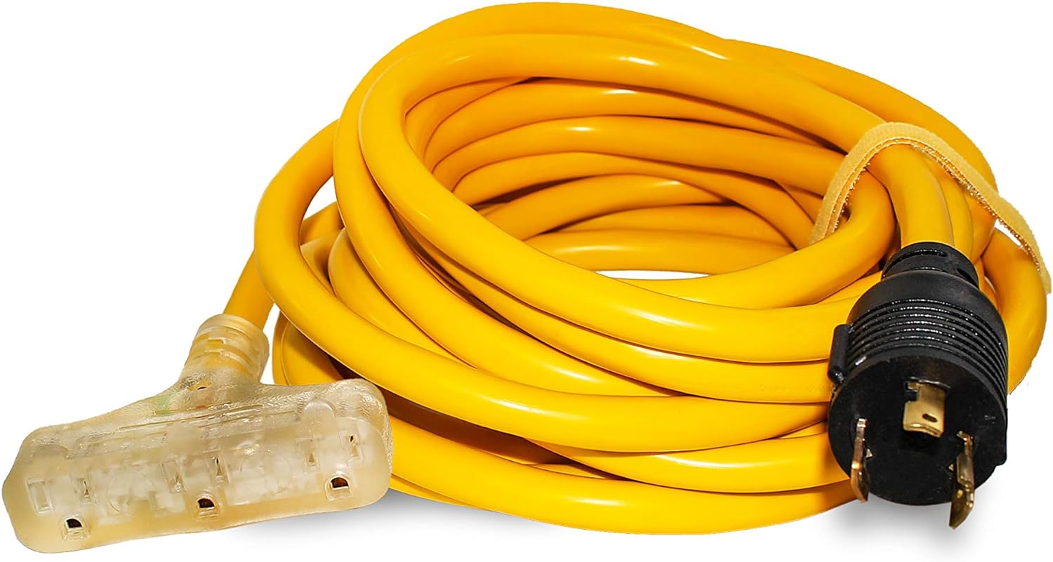 25ft Generator Power Extension Cord Male NEMA L520P Plug TriSource 3